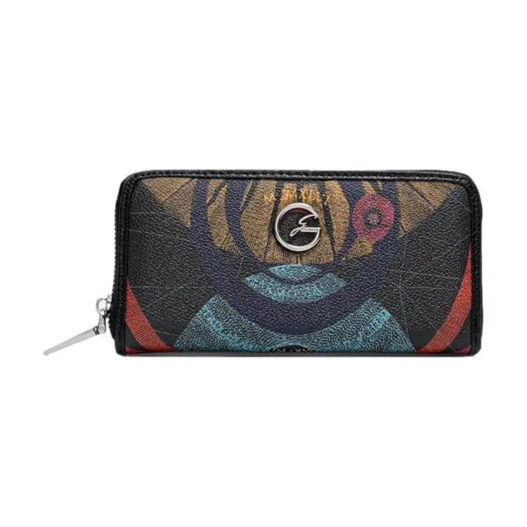Gattinoni Planetarium BIGPL6454 WPQK01 L Zip Wallet Classic Black Print