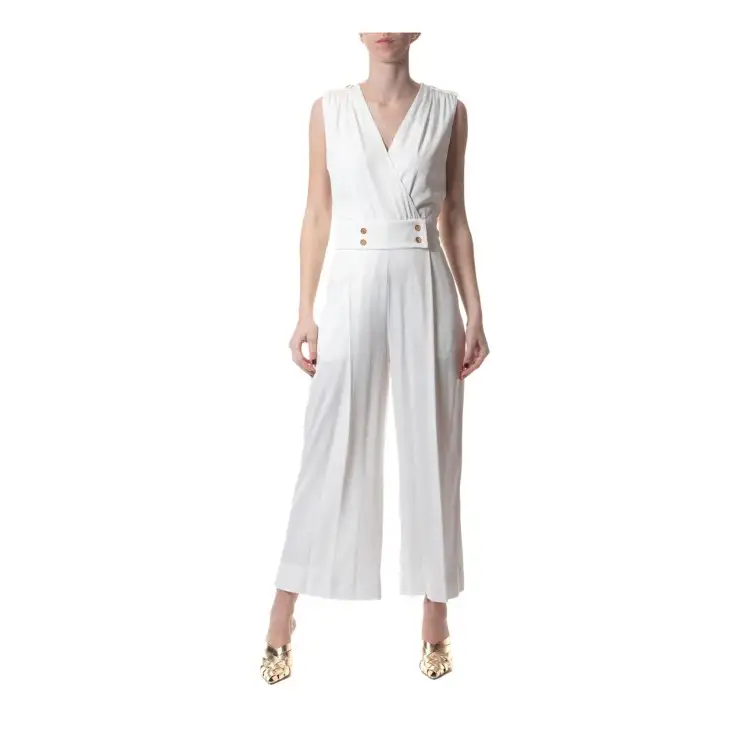 Gattinoni TU102000U23 Tuta 9/10 Scollo Incrociato con Tasche Francesi Bianco