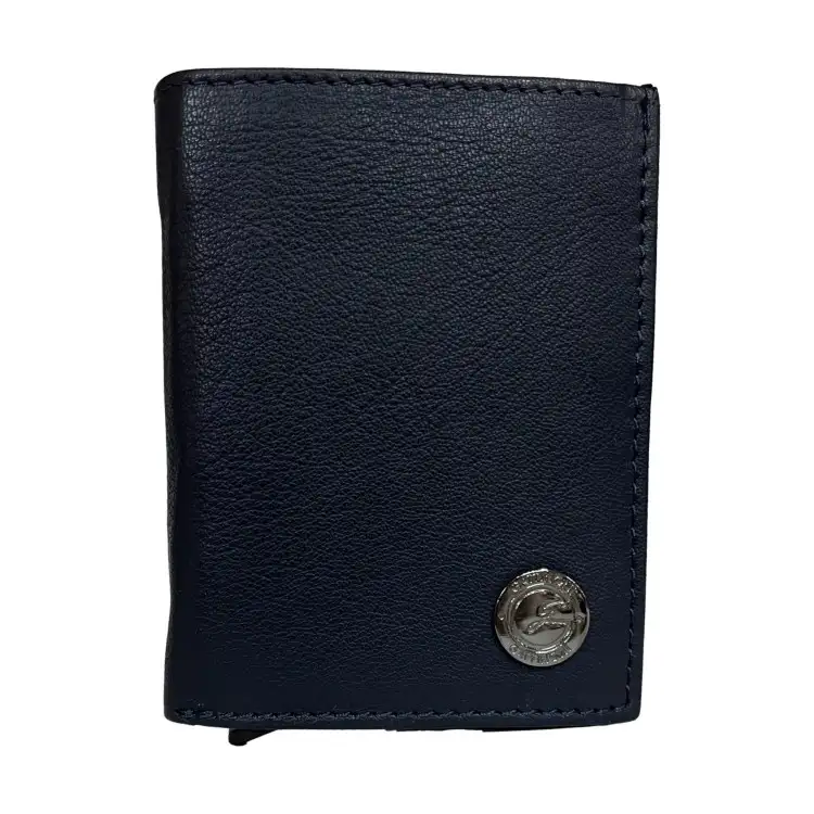 Gattinoni WIGJJ1089 MHA200 Jonathan Portafogli Porta Tessere Uomo 6,5x9,5 Vera Pelle Blue