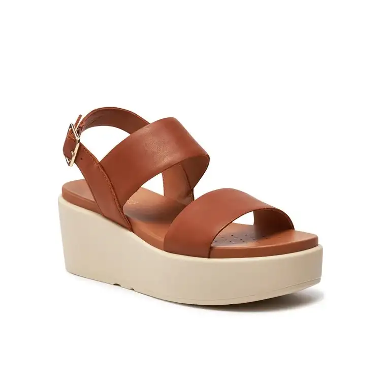 Geox D XAND VIT.LISCIO Sandali Donna In Vera Pelle Con Cinturino Cuoio