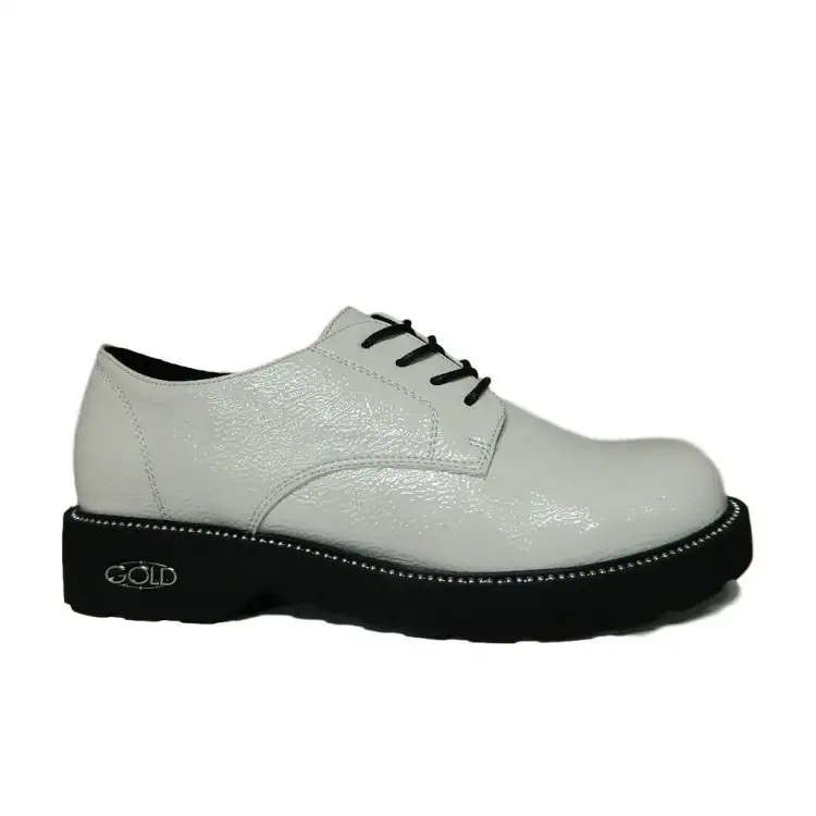 Gold & Gold GA85 Scarpe Donna Stringate in Vernice Naplack Bianco