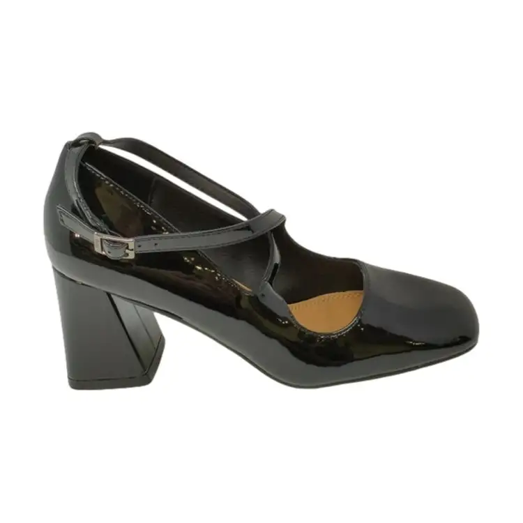 Gold & Gold GD123 Decollete Alto Con Punta Squadrata Con Cinturino Incrociato Nero