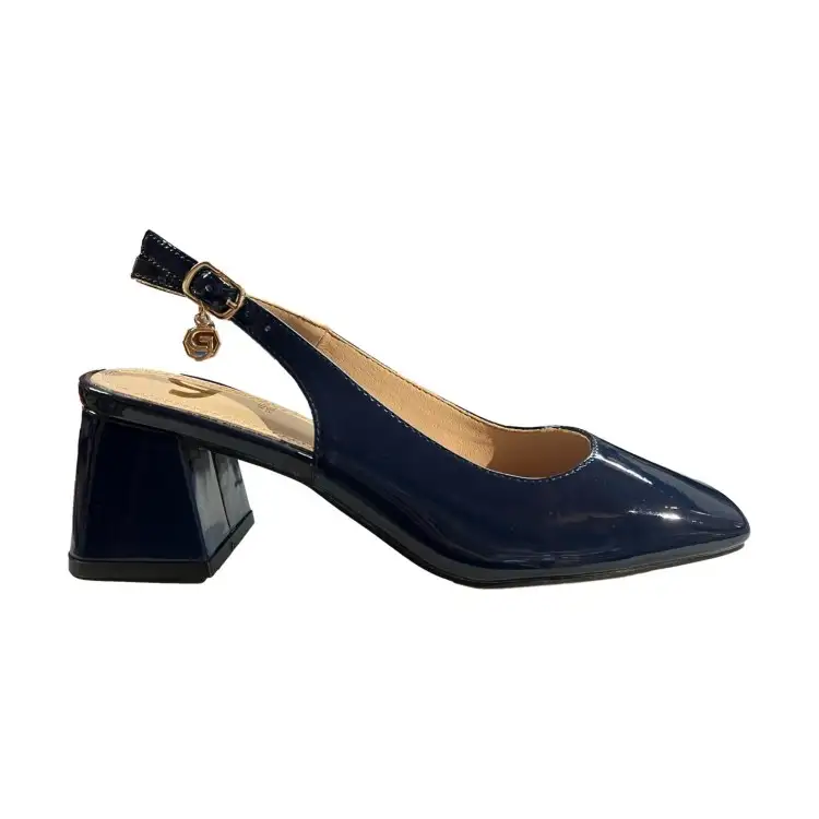 Gold & Gold GD13 Sandali Donna Tacco Cinturino alla Caviglia in Vernice Navy