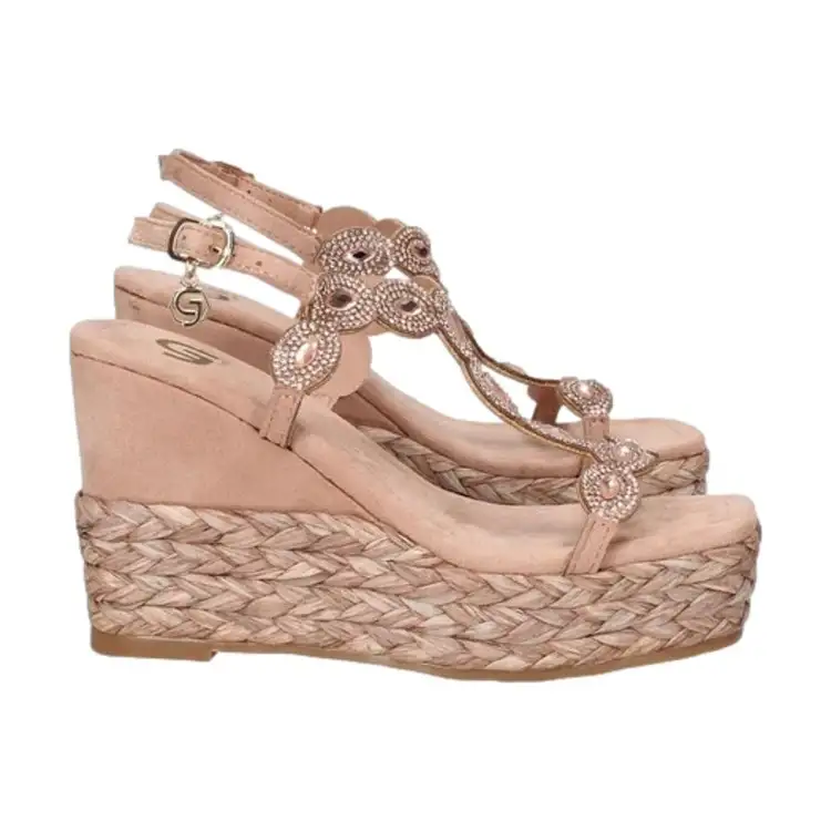 Gold & Gold GH08 Sandali Donna con Zeppa Platform Champagne