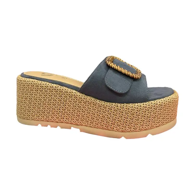 Gold & Gold GK179 Sandali Ciabatta Donna Platform Blu