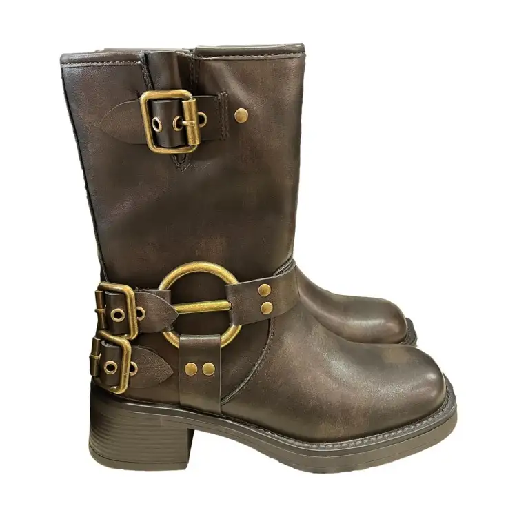 Gold & Gold GR453 Stivaletti Donna Con Zip Laterale Caffe