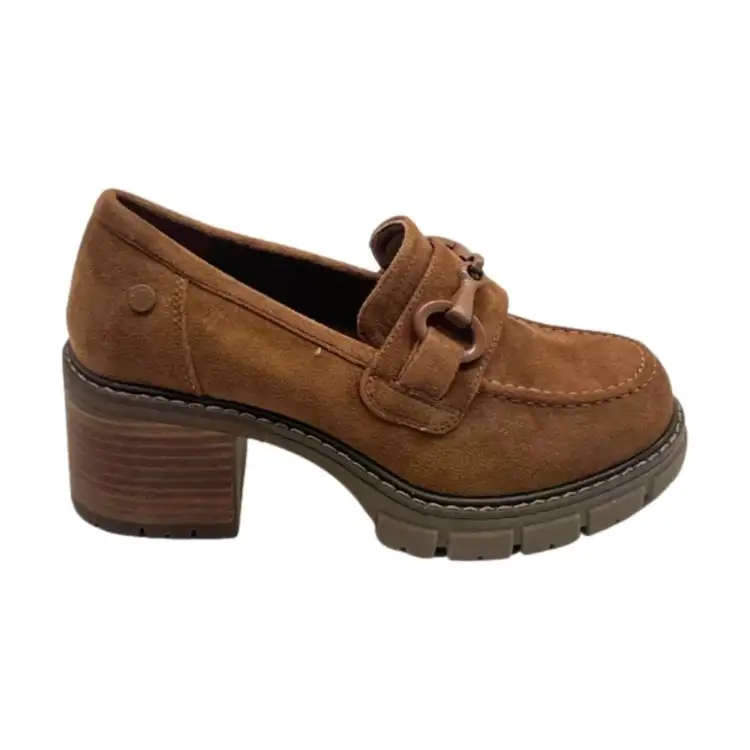 Gold & Gold GW368 Mocassini Donna Con Tacco Medio Con Accessorio Camel