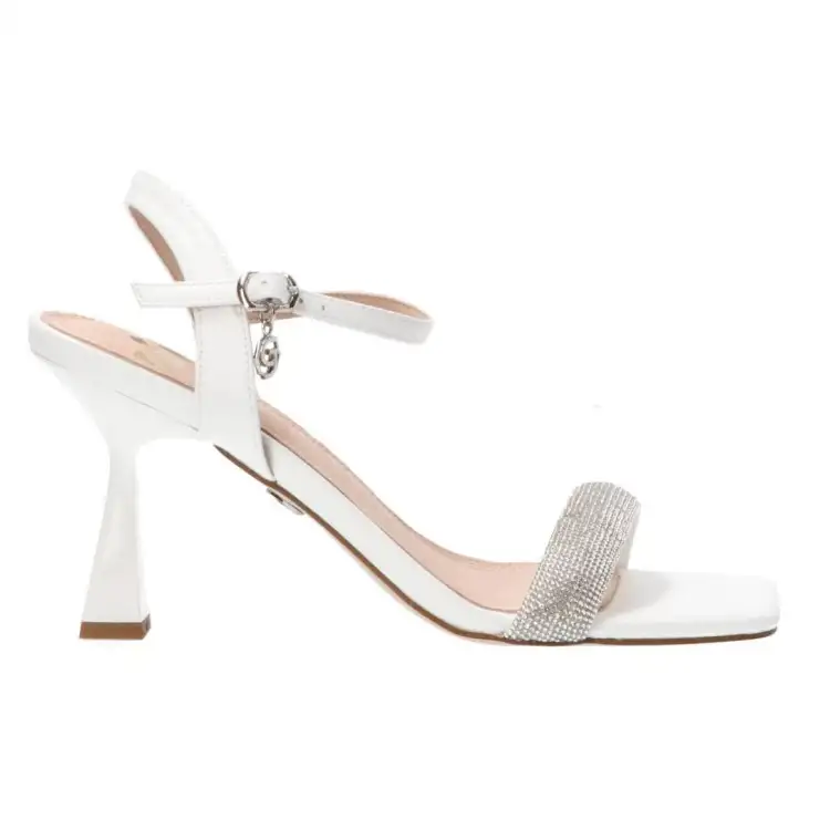 Gold & Gold GY375 Sandali Donna Tacco Alto con Strass Bianco