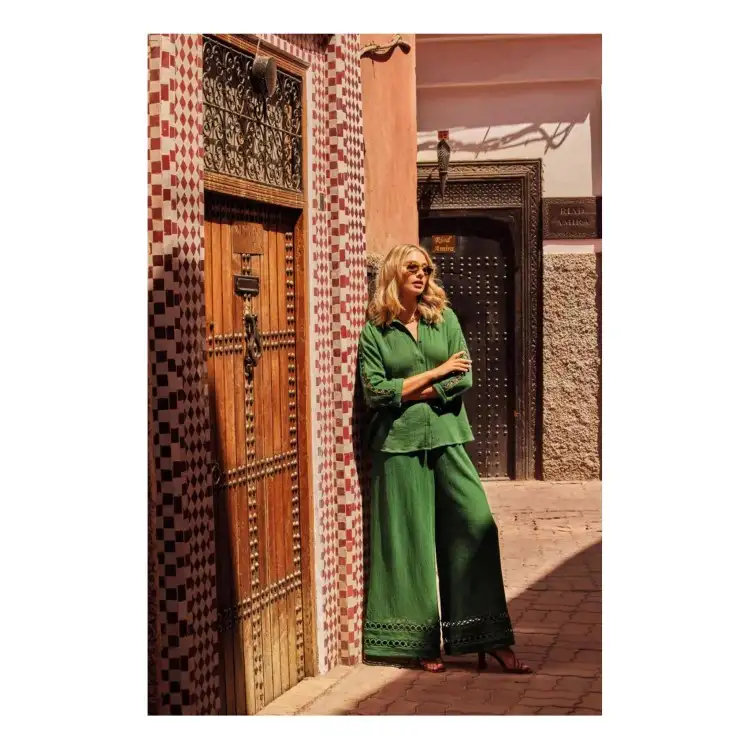 Iconique IC24-078 Pantaloni Palazzo Verde