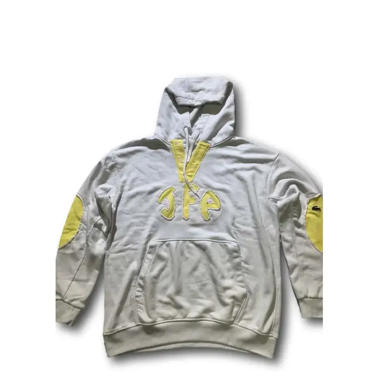 Just For Poor ROSBERG C LACOSTE Felpa Unisex in Cotone con Cappuccio Bianco Giallo