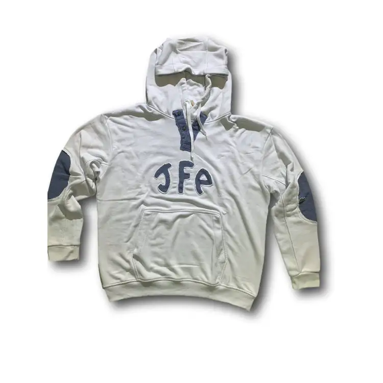 Just For Poor ROSBERG C LACOSTE Felpa Unisex in Cotone con Cappuccio Bianco Jeans