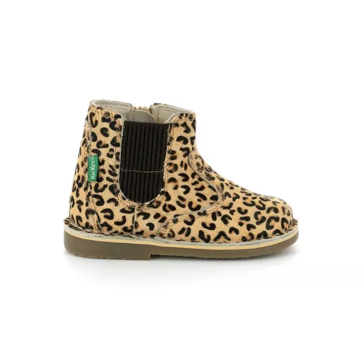Kickers MAELIO Scarpe Bambina Stivaletti Primi Passi Beige Leopard