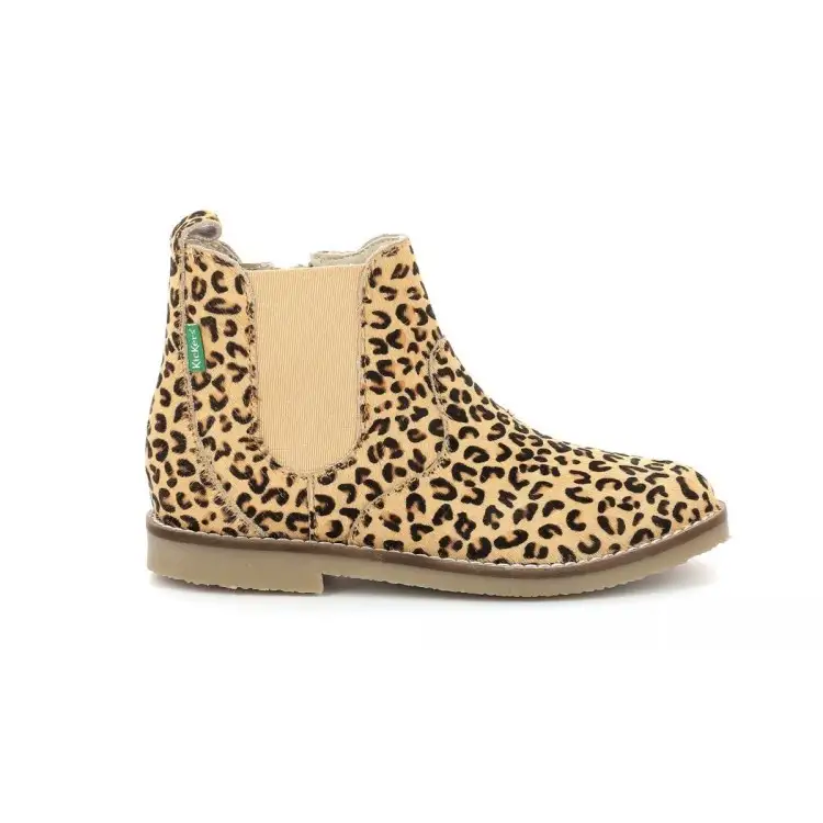 Kickers TYPIK Scarpe Bambina Stivaletti Beige Leopard
