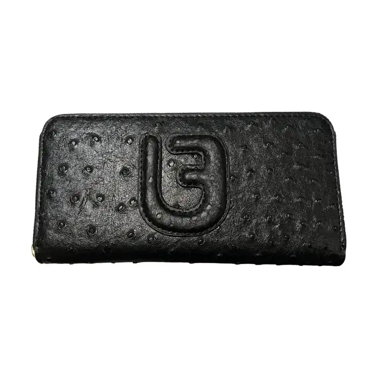 LA FILLE DES FLEURS PLACIDAOS/15 2 Portafoglio Placida Ostrich Line Donna Made in Italy Black