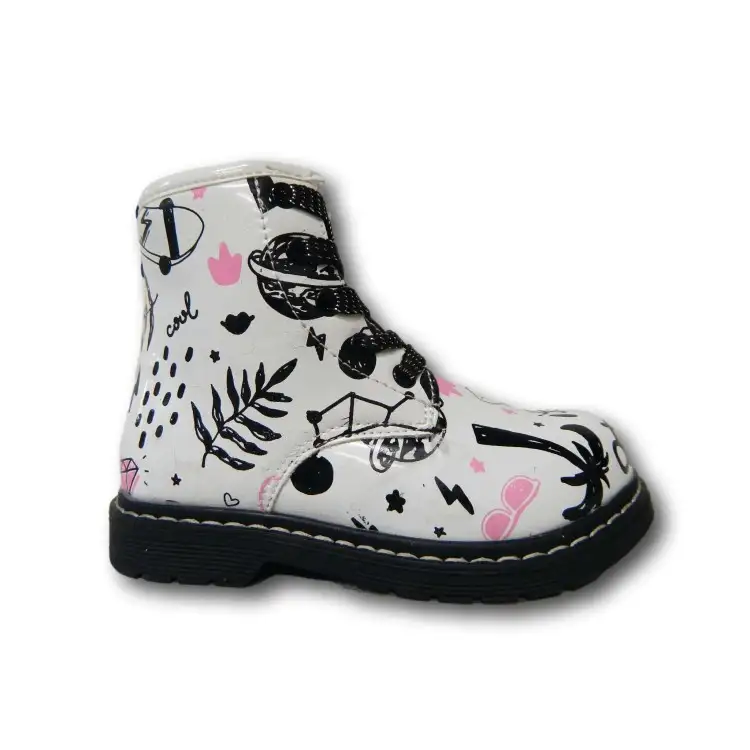 Love Details LOV9540 Stivaletti Bambina Anfibi Graffiti Bianco