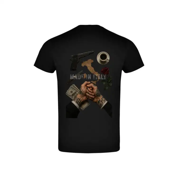 MOODLess MLMINBLK T-Shirt in Cotone Nero Made in Italy