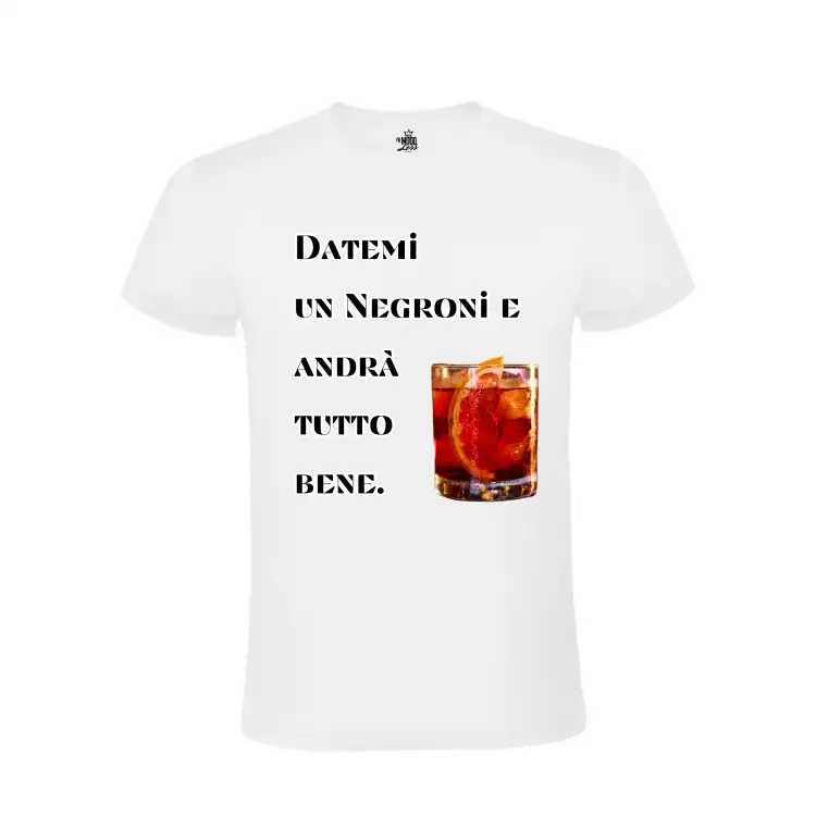 MOODLess MLNEGW T-Shirt in Cotone Bianco Datemi un Negroni e Sparisco per Sempre