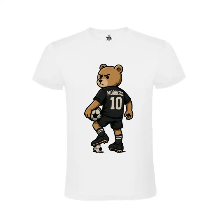 MOODLess MLTDSW T-Shirt in Cotone Bianco Teddy Soccer Play