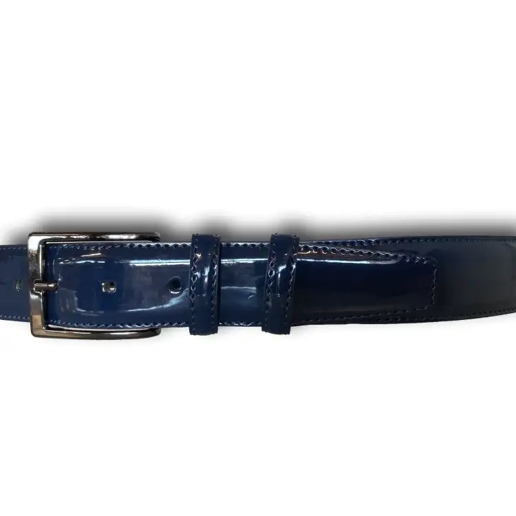 Made in Italy 035 Cintura Uomo 3,5 cm in Vernice Blu