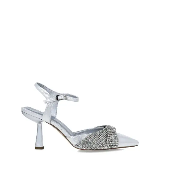 Menbur 24705 Décolleté Donna con Cinturino Lurex Argento