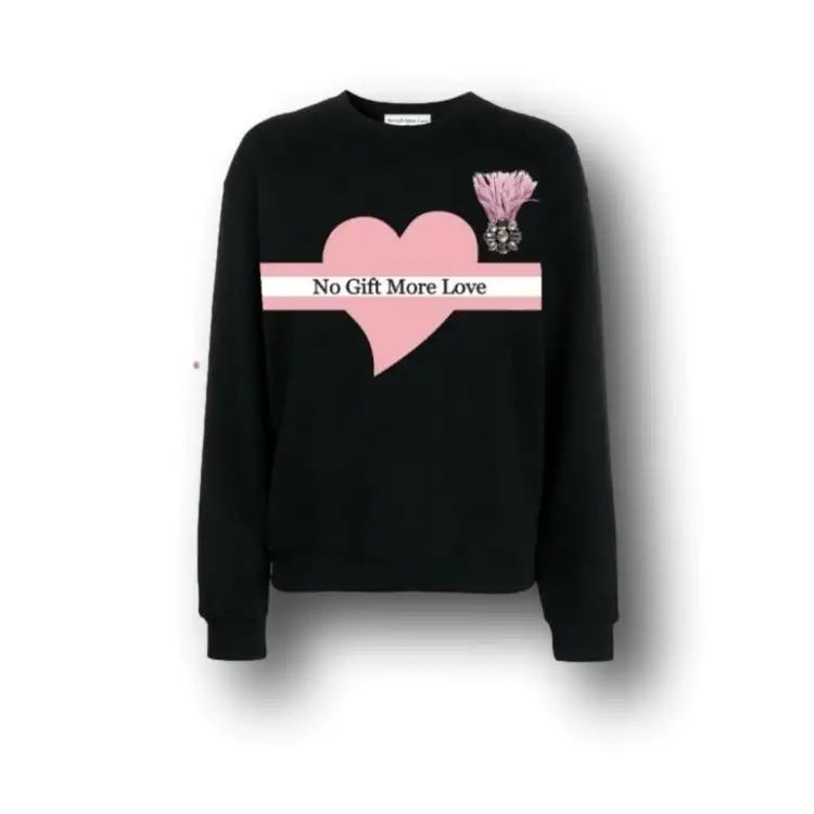 NO GIFT MORE LOVE GD020 Felpa Donna Cotone Garzato con Accessorio Nero