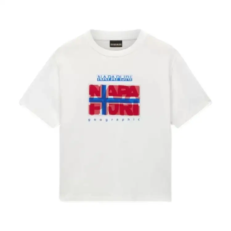 Napapijri K S-SELLA SS T-Shirt Bambino Mezza Manica White Heron