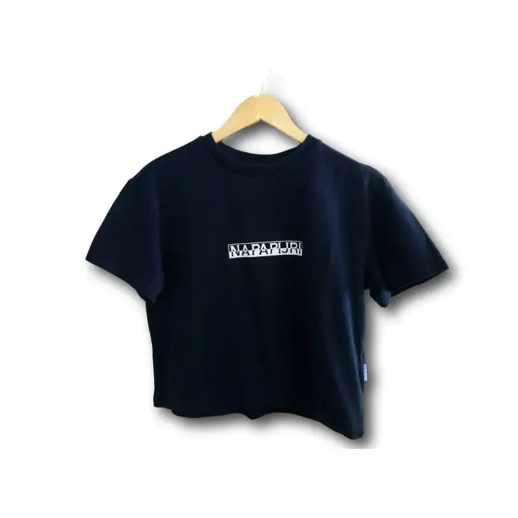 Napapijri NA4EYZ S-Box W Cropped T-Shirt Corta a Manica Corta Donna in Cotone Blu