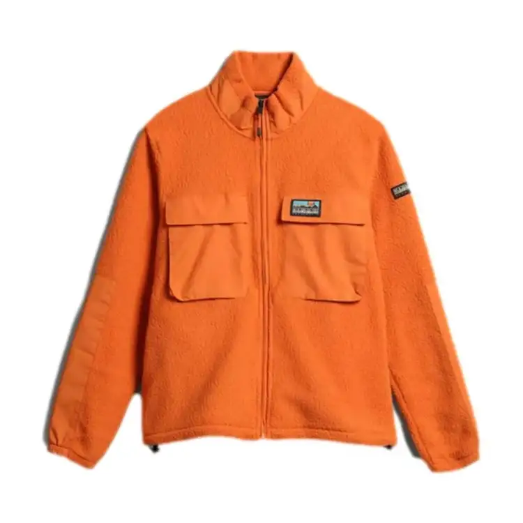 Napapijri NA4GVW T-Step FZ Felpa Unisex In Pile Con Zip Arancione