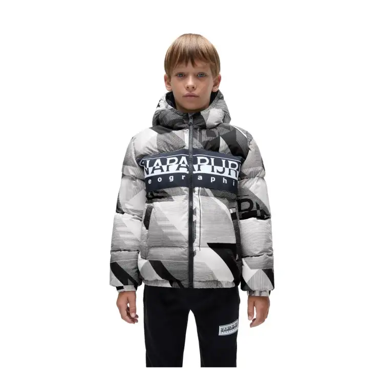 Napapijri NP0A4HYCF9J1 K A-ORBE AOP Giubbotto Bambino Black/White