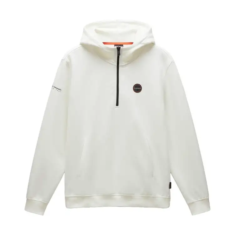 Napapijri NP0A4I1B206 B-BADGE HZH Felpa Uomo Con Zip E Cappuccio White Heron