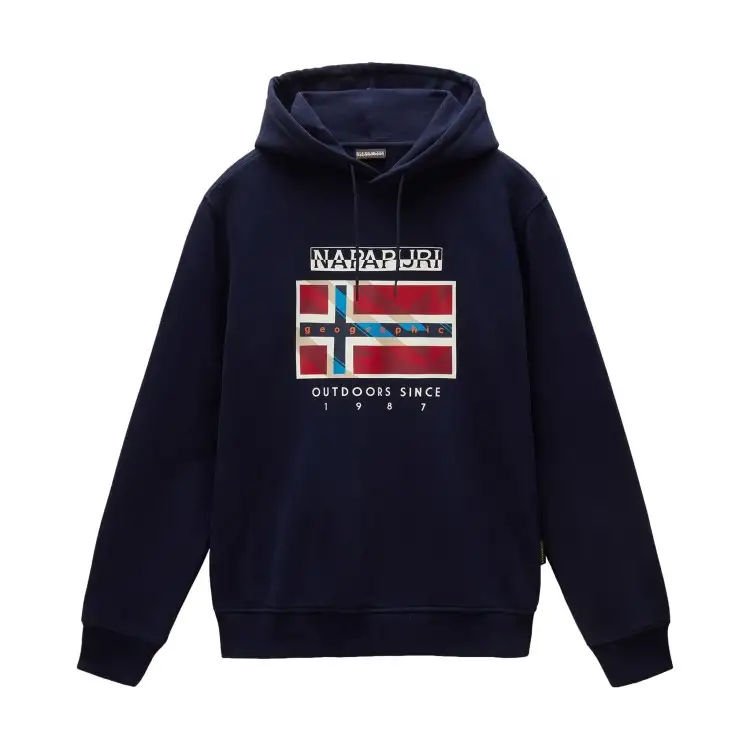 Napapijri NP0A4IBD1761 B-DOREES H Felpa Uomo Con Cappuccio Cotone Garzato Blu Marine