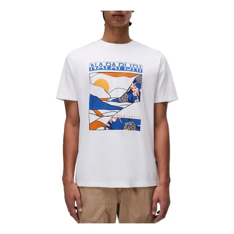 Napapijri S-VALDOR SS T-Shirt Uomo In Cotone Mezza Manica Bianco