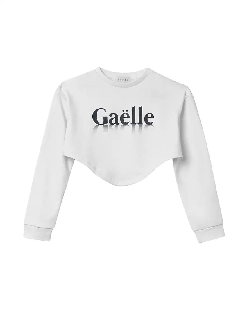 Gaelle Felpa Top in Cotone con Logo Bianco Made in Italy
