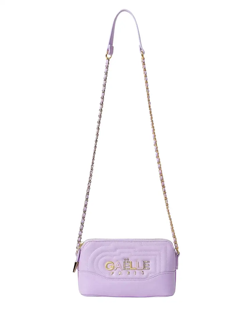 Gaelle Borsa a Tracolla 19x10x4 cm Lilla con Logo in Metallo Donna