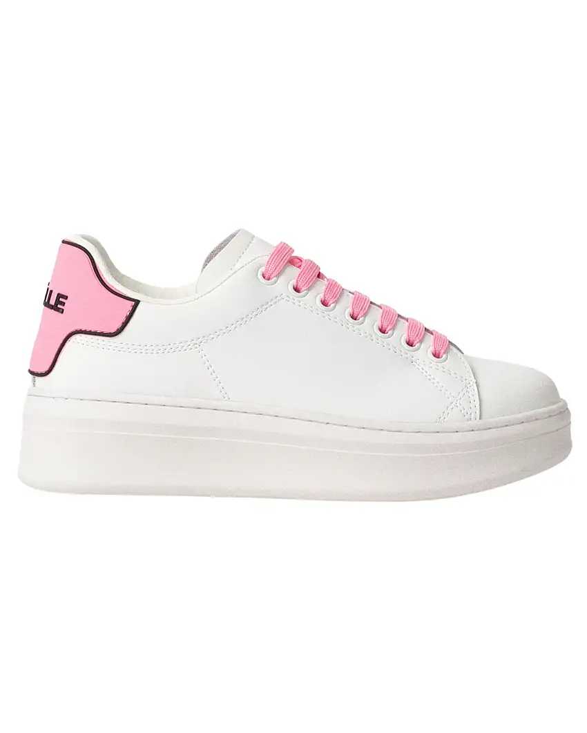 Gaelle Sneakers Addict Tomaia in Pelle Bianco e Rosa