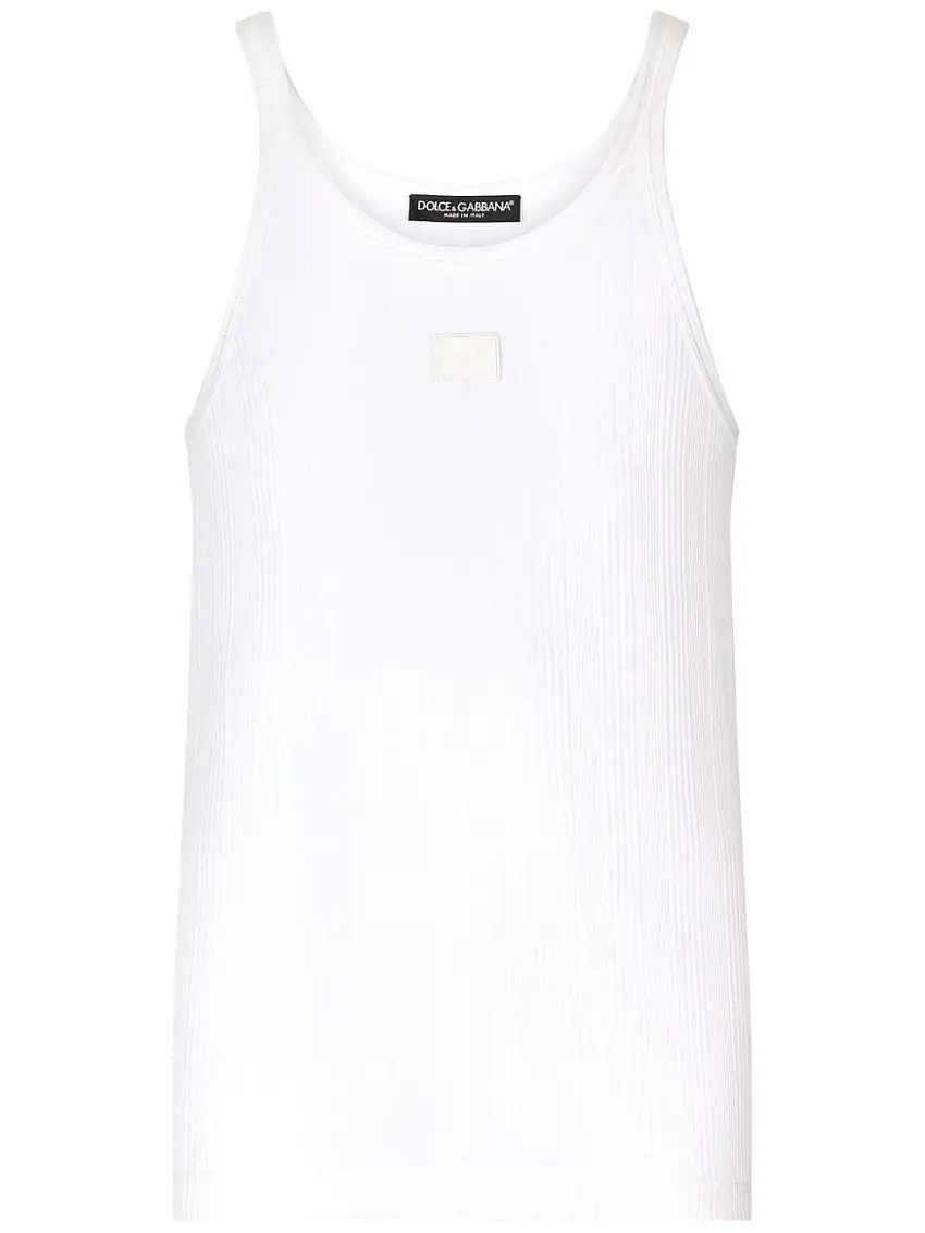 Canotta a coste con placca logo