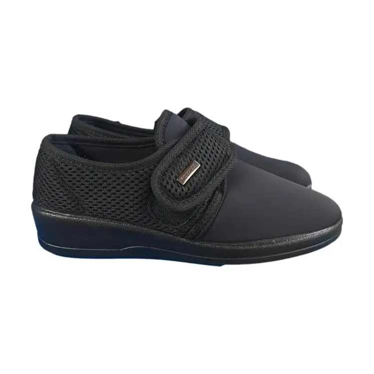 POLYFLEX 116.71 Pantofle Donna Made in Italy a Scarpetta con Strappo e Tessuto Elastico Nero