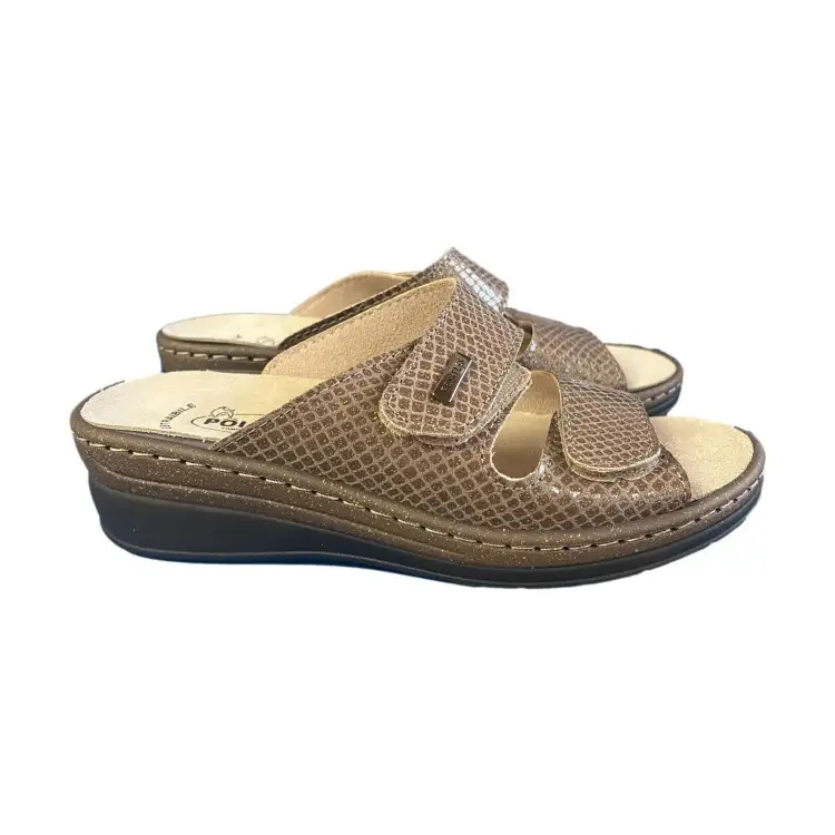 POLYFLEX 313B Ciabatte Donna Made in Italy Plantare Estraibile e Doppia Fascia Regolabile Tortora