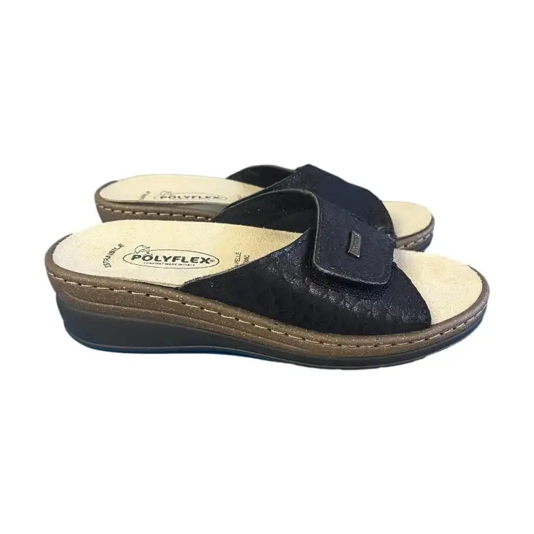 POLYFLEX 317B Ciabatte Donna Made in Italy Plantare Estraibile e Fascia Regolabile Nero