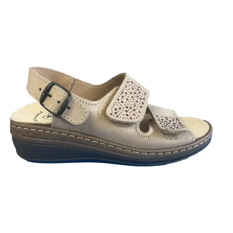 POLYFLEX 333B Sandalo Donna Made in Italy Plantare Estraibile Fascia Regolabile Beige