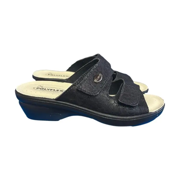 POLYFLEX 5439.36 Ciabatte Donna Made in Italy Doppia Fascia Regolabile Nero