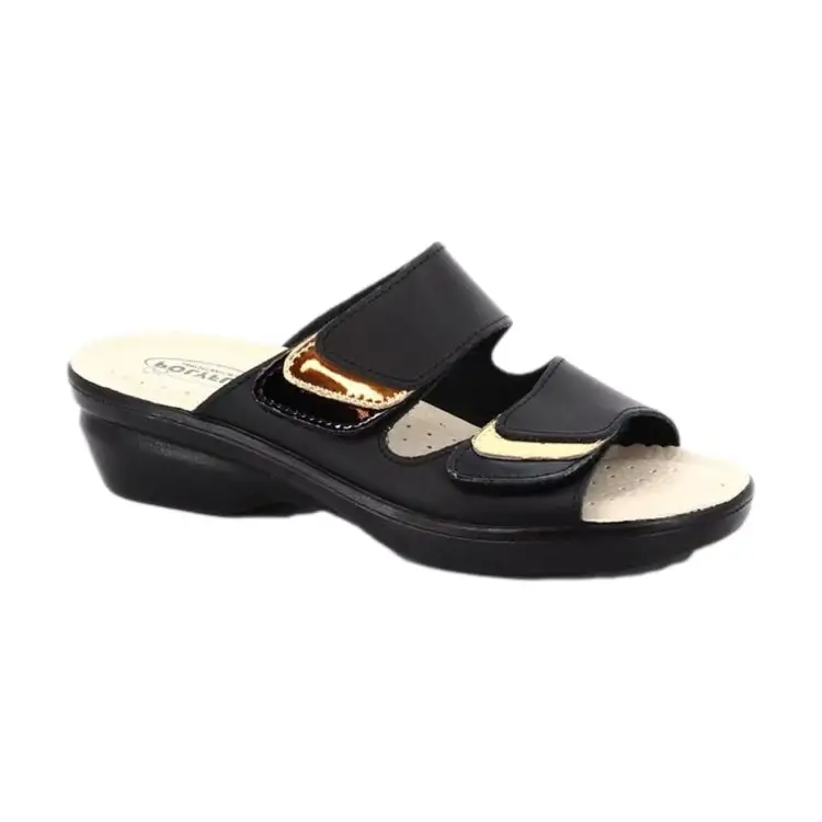 POLYFLEX 5479.36 Ciabatte Donna Made in Italy Doppia Fascia Regolabile Nero