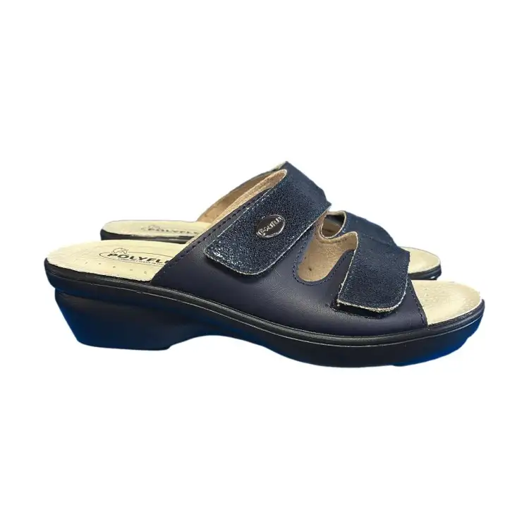 POLYFLEX 5507.36 Ciabatte Donna Made in Italy Doppia Fascia Regolabile Blu