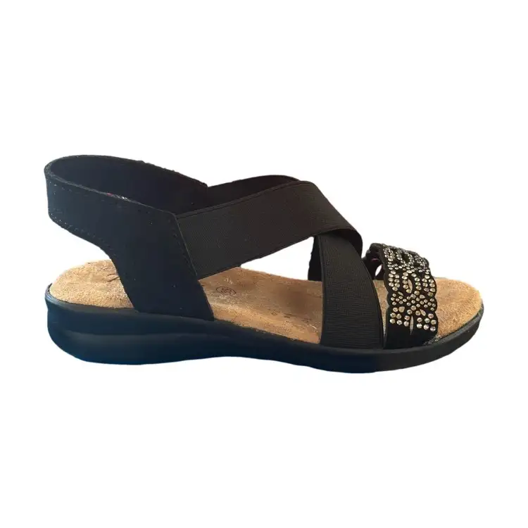 POLYFLEX 8044.17 Sandalo Donna Made in Italy Plantare Soft Nero