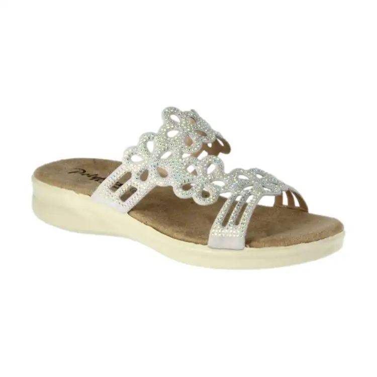 POLYFLEX 8108.17 Ciabatte Donna Made in Italy Plantare Soft Argento