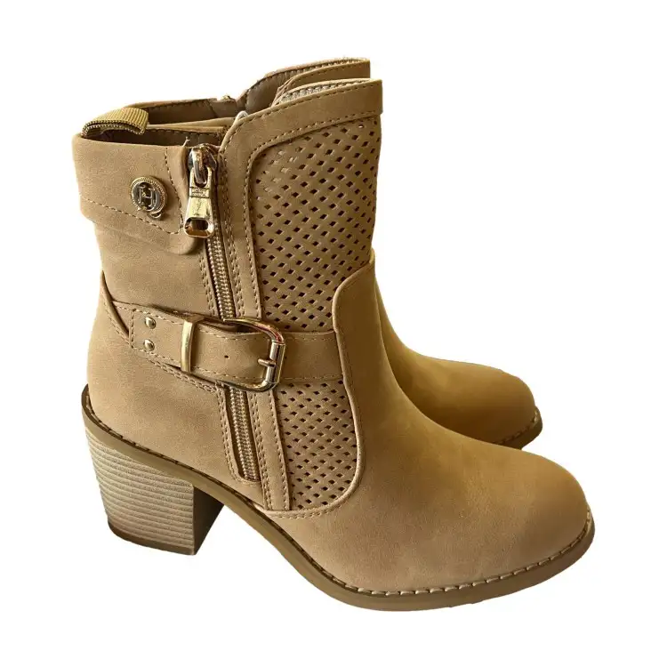 QUEEN HELENA X32-36 Stivaletti Tronchetti Donna Tacco Alto Con Doppia Cerniera Brown