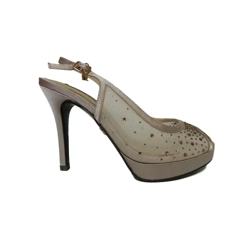 Queen Helena S2418 Scarpe Donna Sandali Gioiello Tacco Alto Champagne