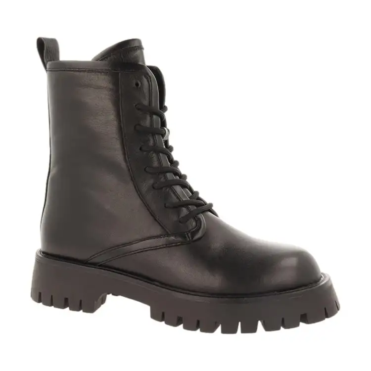 SARA LOPEZ SL42TR 211P Anfibi Donna Stringate Con Zip Laterale Nero