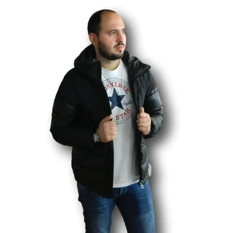 SUME7891 RIMA17 Giubbino Uomo Con Cappuccio Black