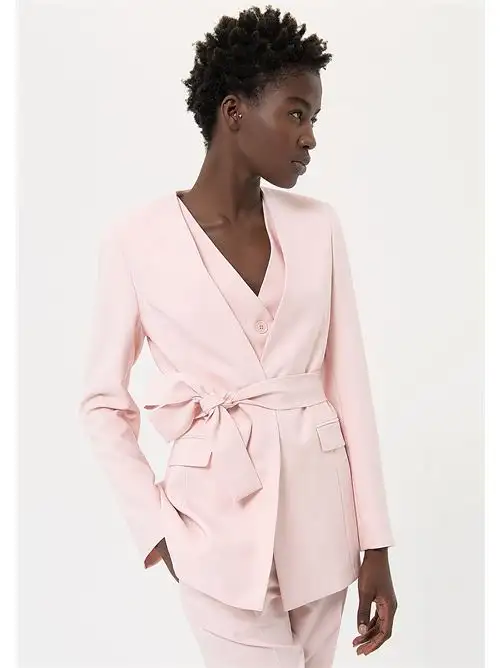FRACOMINA TAILOR JACKET WITH BELT ROSE 73531155